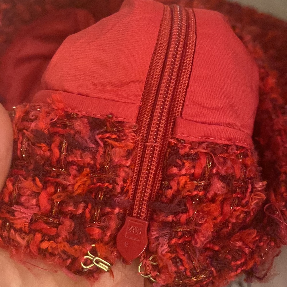 Red Tweed Donna Karan Pencil Skirt - Picture 8 of 8